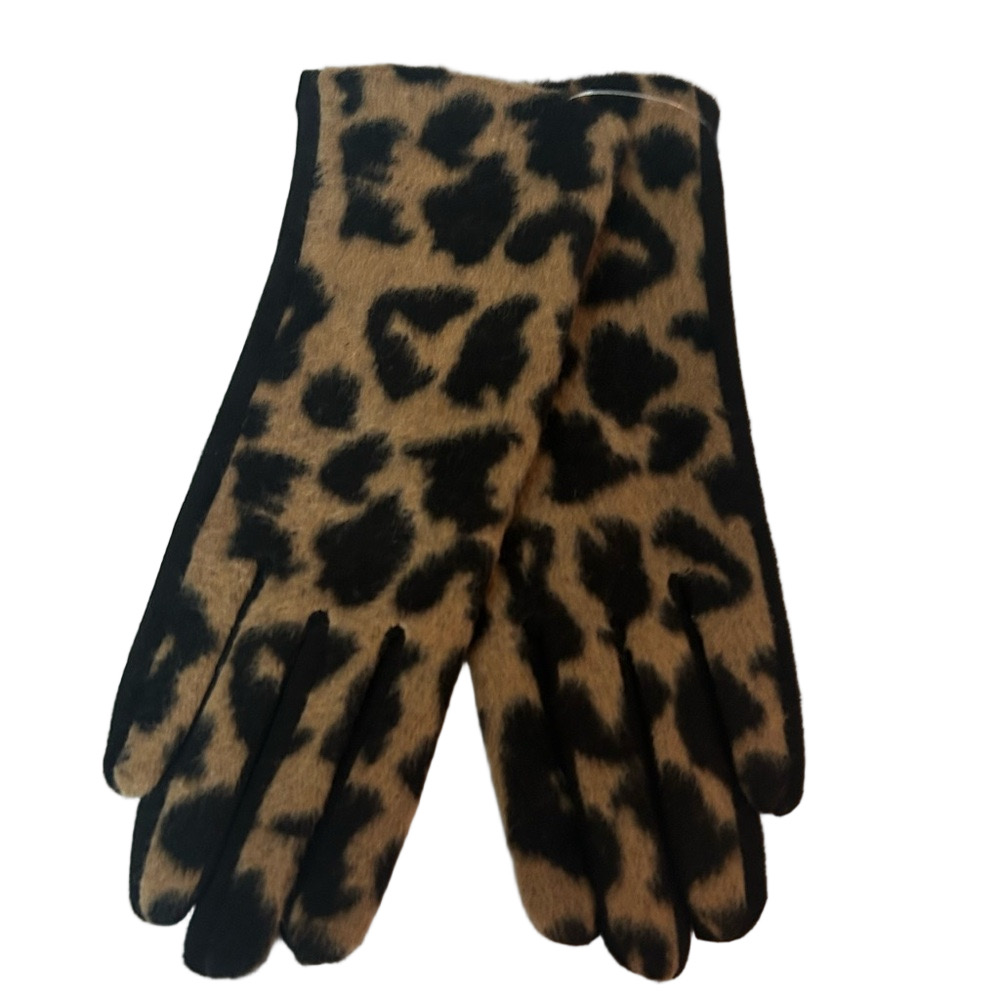 Nine West Woman’s Faux Fur Animal Print Gloves Size Small